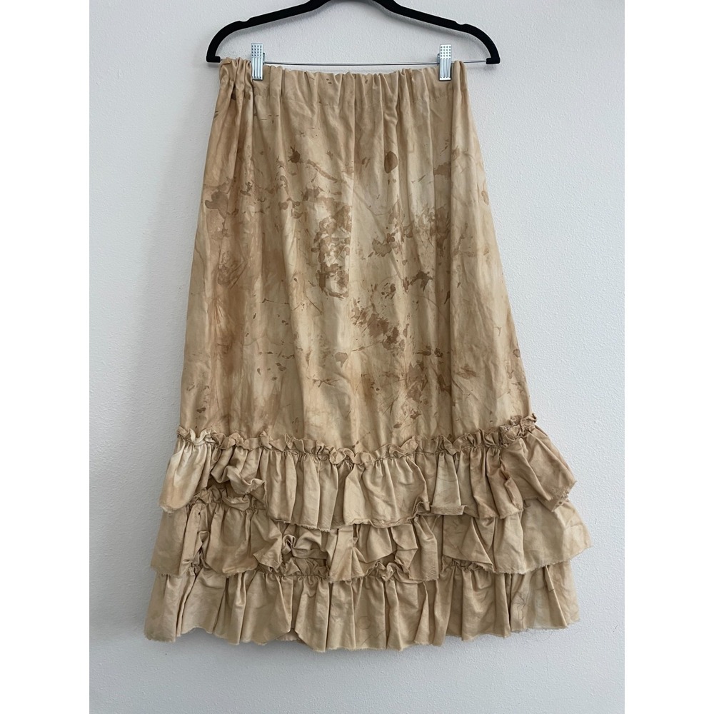 Shabby Chic Handmade Skirt Women S/M Ruffle Hem Midi Elastic Waist Boho Cottage - Picture 7 of 10